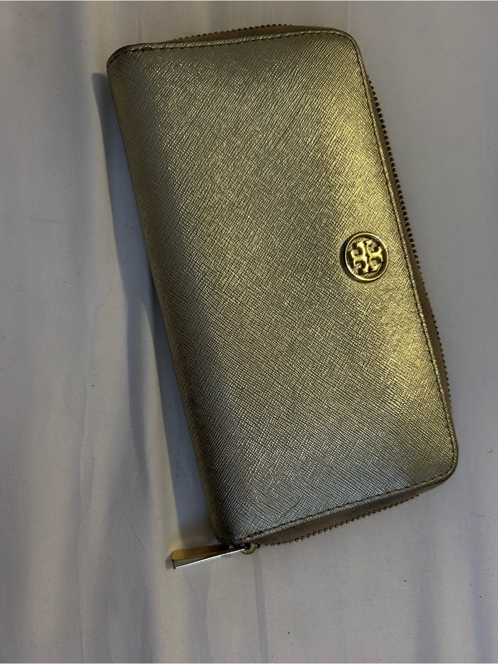 Tory Burch Metallic Gold Zip Wallet Phone Case